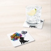 フランス人と風船とのハッピーバースデー スクエアペーパーコースター (インサイチュ)