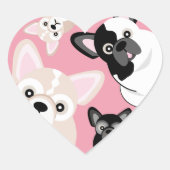 フランス人のかわいいブルドッグフランスのが大好き ハートシール (正面)