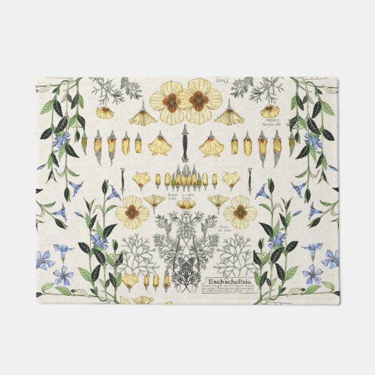 フランス人のアールヌーボーのケシによってはドア・マットが開花します ドアマット (正面)