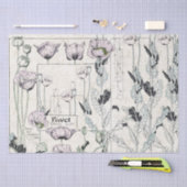 フランス人のアールヌーボーのケシのPavotの花のティッシュペーパー 薄葉紙 (クラフト)