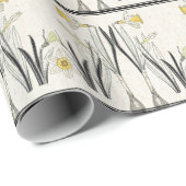 フランス人のアールヌーボーのスイセンの花の包装紙 ラッピングペーパー (ロールコーナー)