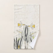 フランス人のアールヌーボーのスイセンの花のBathタオルセット バスタオルセット (ハンドタオル)