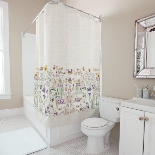 フランス人のアールヌーボーのヴィンテージの花のシャワー・カーテン シャワーカーテン (インサイチュ)