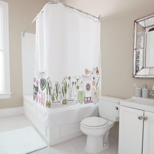 フランス人のアールヌーボーのヴィンテージの花のシャワー・カーテン シャワーカーテン (インサイチュ)