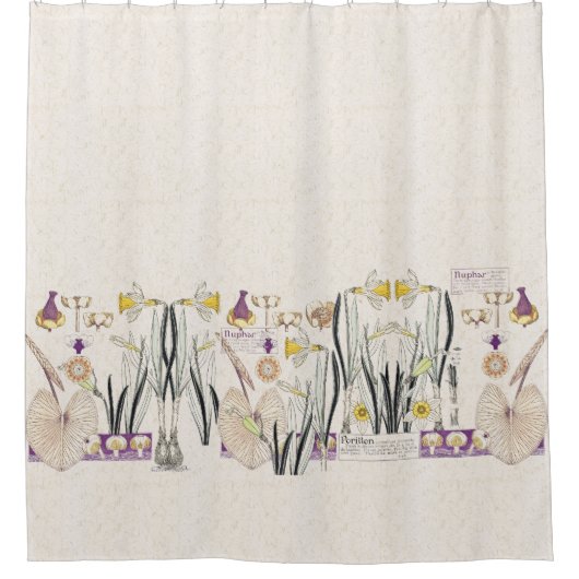フランス人のアールヌーボーのヴィンテージの花のシャワー・カーテン シャワーカーテン (正面)