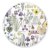 フランス人のアールヌーボーのヴィンテージの花の陶磁器のノブ セラミックノブ (正面)