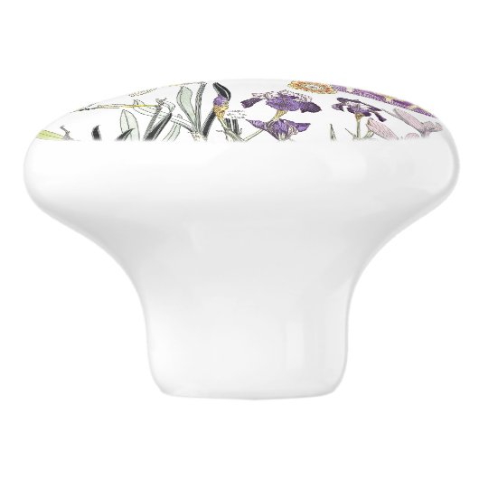 フランス人のアールヌーボーのヴィンテージの花の陶磁器のノブ セラミックノブ (側面)