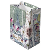 フランス人のアールヌーボーの植物の花のギフトバッグ ミディアムペーパーバッグ (裏面アングル)