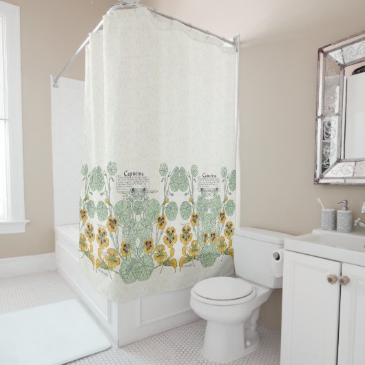 フランス人のアールヌーボーの花のシャワー・カーテン シャワーカーテン (インサイチュ)