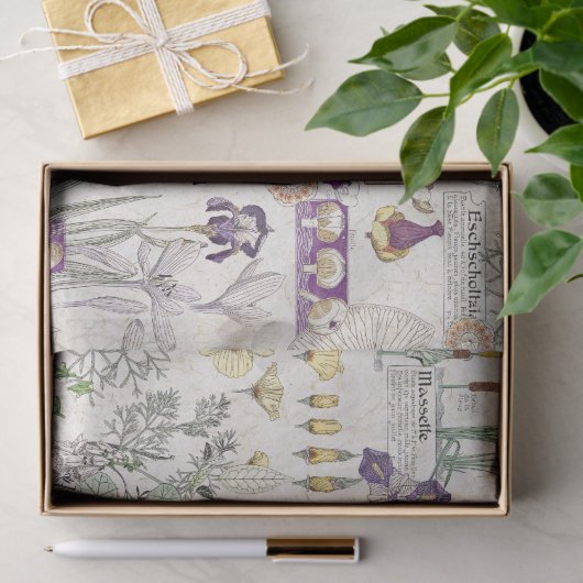 フランス人のアールヌーボーの蝶花のティッシュペーパー 薄葉紙 (ギフト)