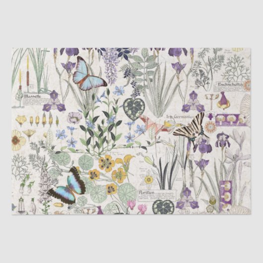 フランス人のアールヌーボーの蝶花のティッシュペーパー 薄葉紙 (正面)