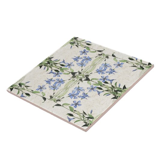 フランス人のアールヌーボーの青いタマキビによってはタイルが開花します タイル (側面)