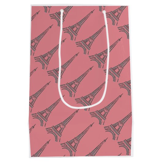 フランス人のエッフェル塔のパリのテーマのパーティーのギフトバッグ ミディアムペーパーバッグ (裏面)