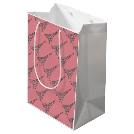 フランス人のエッフェル塔のパリのテーマのパーティーのギフトバッグ ミディアムペーパーバッグ (裏面アングル)