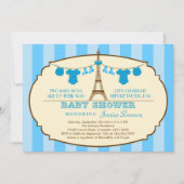 フランス人のエッフェル塔の双生児のベビーシャワーの招待状 招待状 (正面)