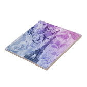 フランス人のパリかわいらしくガーリーでシックな紫色のエッフェル塔 タイル (側面)