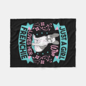 フランス人のブルドッグを愛するフランスの女の子 フリースブランケット (正面(横))