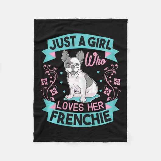フランス人のブルドッグを愛するフランスの女の子 フリースブランケット (正面)