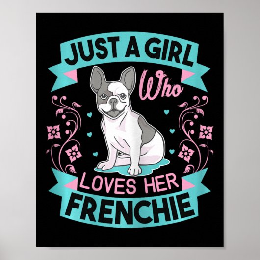 フランス人のブルドッグを愛するフランスの女の子 ポスター (正面)