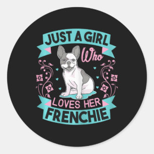 フランス人のブルドッグを愛するフランスの女の子 ラウンドシール