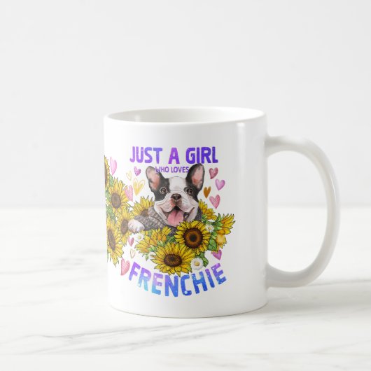 フランス人のブルドッグ好きフランスのの女の子 コーヒーマグカップ (右)