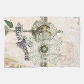 フランス人の刺激を受けたなぼろぼろのシックな鳥籠 キッチンタオル (横)