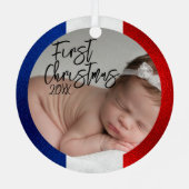 フランス人の赤ちゃんの最初のクリスマス メタルオーナメント (裏面)