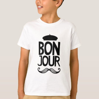 フランス人のBonjourの髭のTシャツ Tシャツ