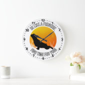 フランス人はナンバーズ付きの日没の時計に対してヨガをする ラージ壁時計 (ホーム)