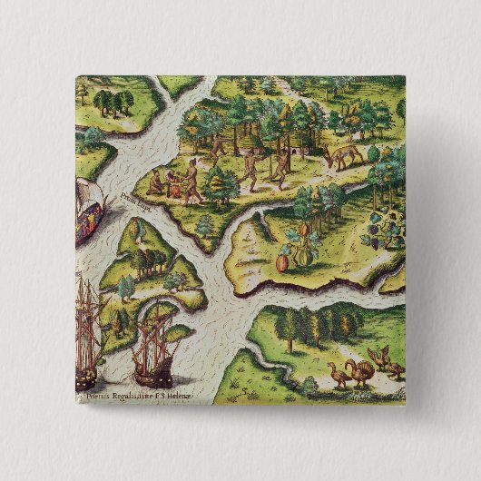 フランス人は王室のな港で着きます 缶バッジ (正面)