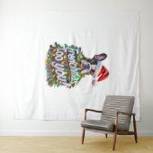 フランス人もブルドッグ犬の木クリスマスライト タペストリー (インサイチュ(横))