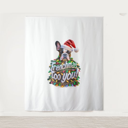 フランス人もブルドッグ犬の木クリスマスライト タペストリー (正面)