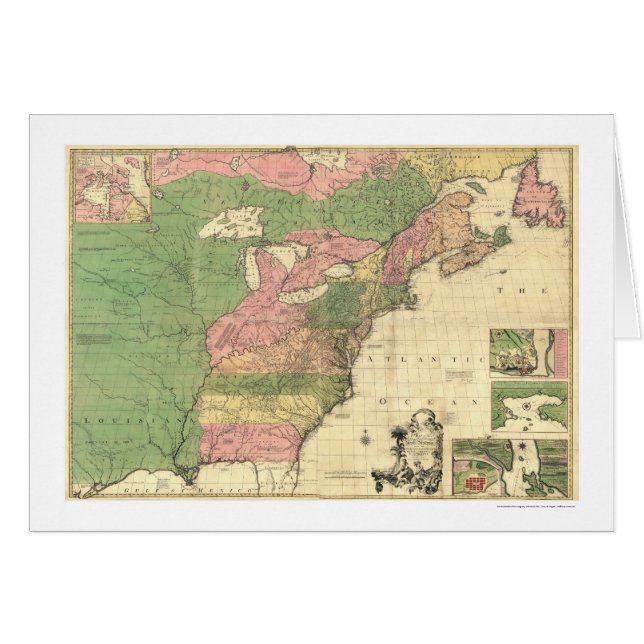 フランス人アメリカのイギリスの地図1755年 (正面横)