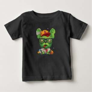フランス人ギフト  ゾンビフランスのブルドッグ ベビーTシャツ