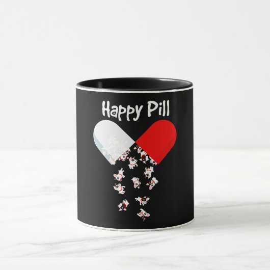 フランス人ギフト | Happy Pill フランスの Buldog Gift マグカップ (中央)
