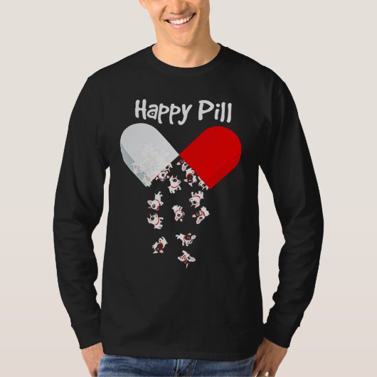 フランス人ギフト | Happy Pill フランスの Buldog Gift Tシャツ (正面)