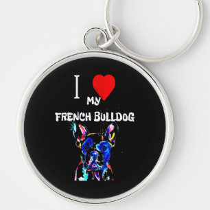 フランス人ギフト I Love フランスの My Bulldog カラフル キーホルダー