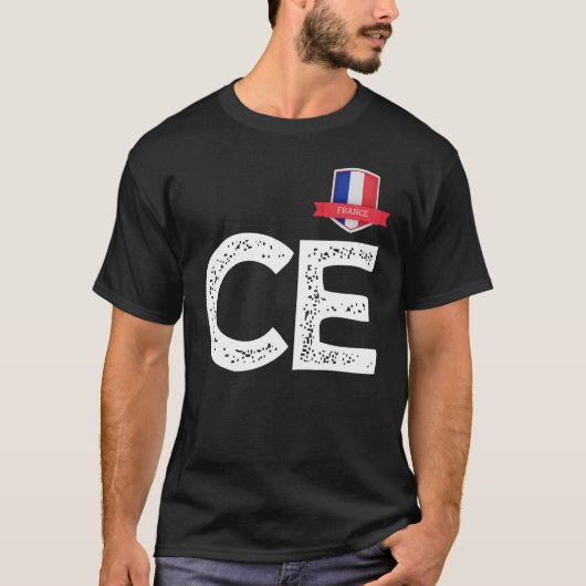 フランス人旗文字CとEフランス1 Tシャツ (正面)