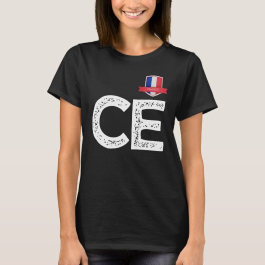 フランス人旗文字CとEフランス Tシャツ (正面)