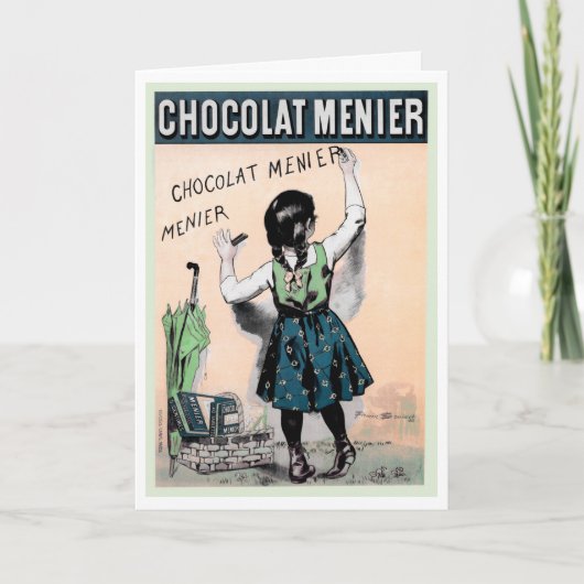 フランス人"CHOCOLAT"のヴィンテージPOSTERARTの挨拶 カード (正面)