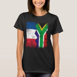 フランス南アフリカ国旗の半南アフリカ国旗 Tシャツ