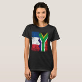 フランス南アフリカ国旗の半南アフリカ国旗 Tシャツ (正面フル)