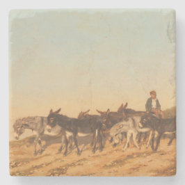 フランス南部のロバ（Eugene Burnand著） ストーンコースター