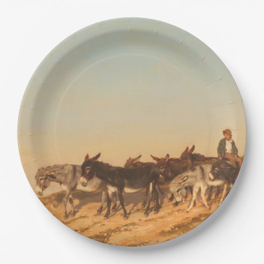 フランス南部のロバ（Eugene Burnand著） ペーパープレート (正面)