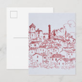 フランス南部、カリヤンの丘陵の町 ポストカード (正面/裏面)