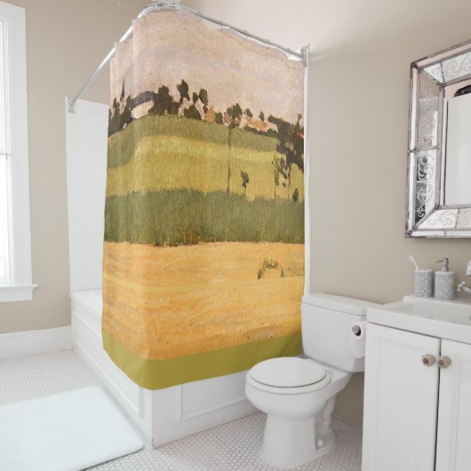 フランス印象派の風景アートの村 シャワーカーテン (インサイチュ)