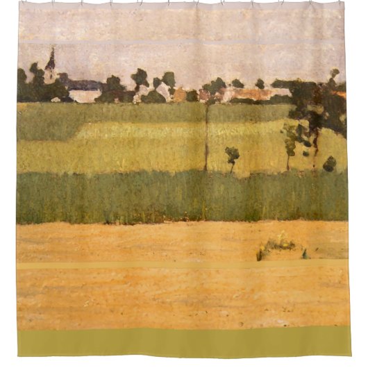 フランス印象派の風景アートの村 シャワーカーテン (正面)
