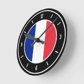 フランス国エレガント旗 ラウンド壁時計 (傾斜)