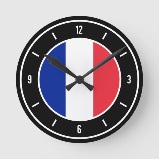 フランス国エレガント旗 ラウンド壁時計 (正面)