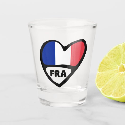フランス国コード国旗のハート、FRA ショットグラス (正面)